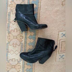 Rag & Bone Newbury Black Leather Ankle Booties